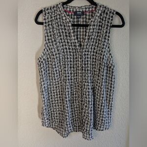 Anthropologie Maeve Gingham Blouse M Embroidered Dots Black White Sleeveless